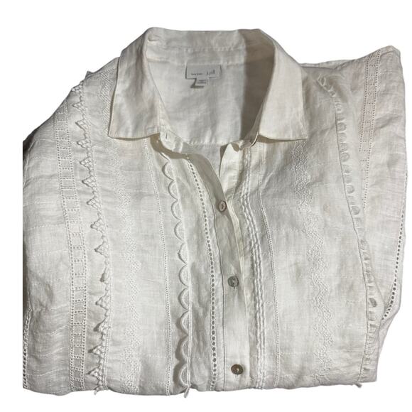 J.Jill Love Linen White Embroidered Tunic Top Shirt Women’s Plus 2X - Picture 4 of 7